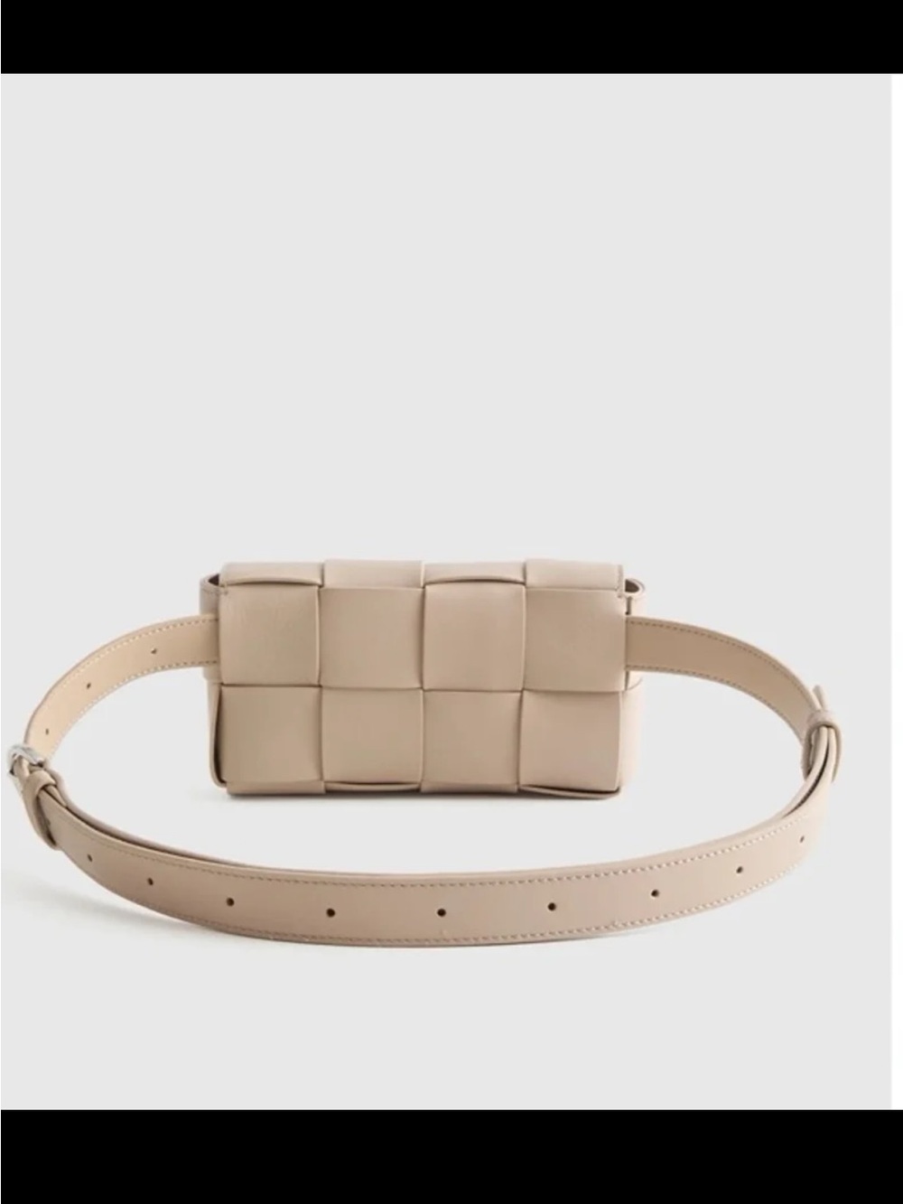 Quince Italian Leather Handwoven Box Belt Bag in Taupe - Picture 7 of 12